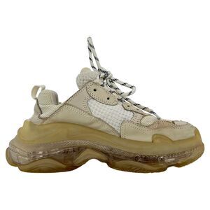 Balenciaga Triple S Clear Sole Sneakers in Beige Polyester